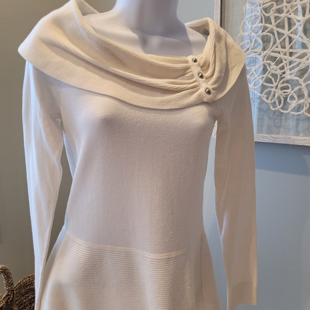 White House Black Market cowled and curved hem sweater